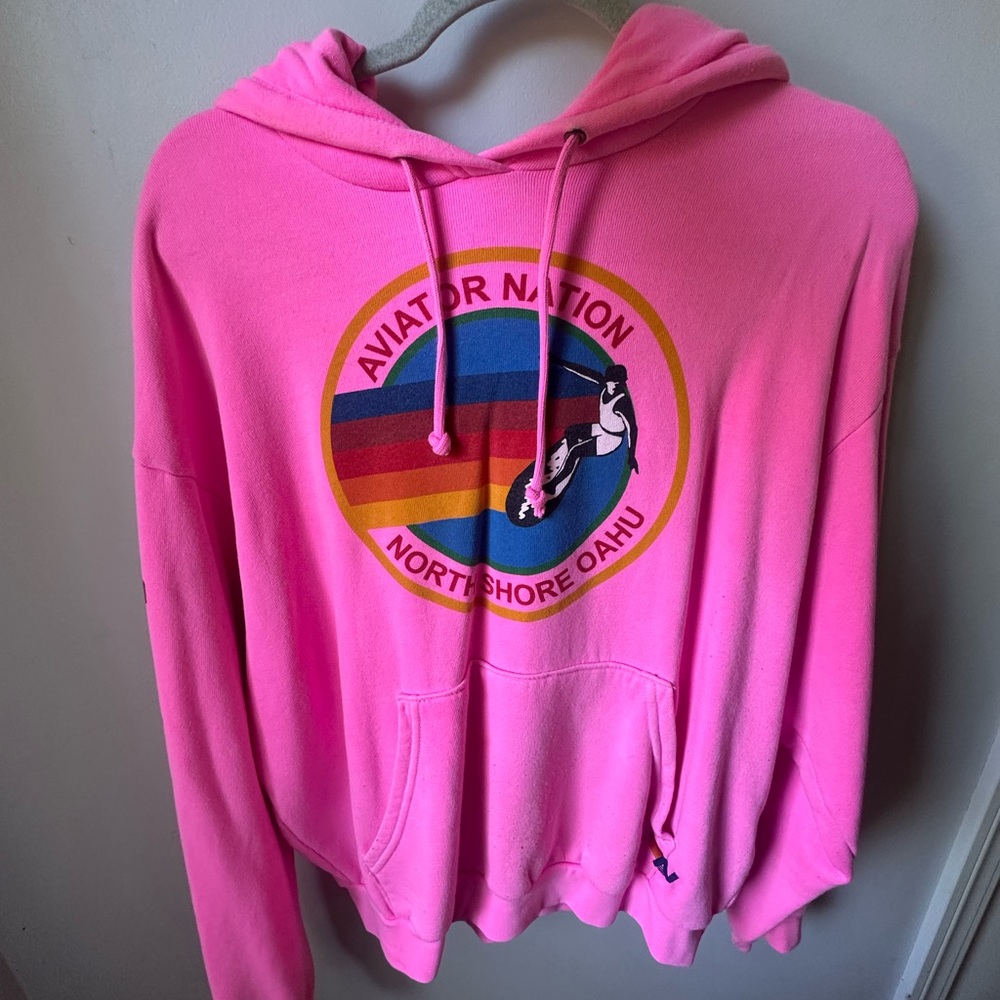 Aviator nation neon pink north shore logo pullover